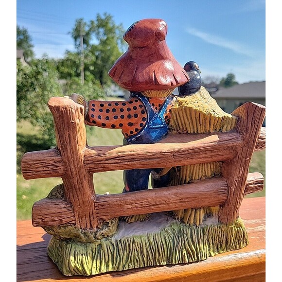 VTG  Ceramic Scarecrow Figure Duncan Enterprises 1980 Black Crow Pumpkins Fall - Picture 7 of 11